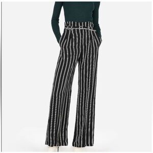 Express Navy and White Striped Wide-Leg Pants
